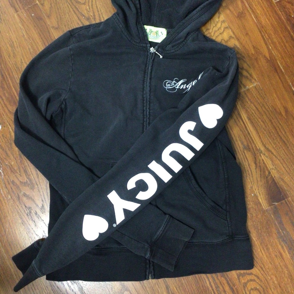 Y2K Juicy Couture faded black Zip-Up Jacket womens’s M